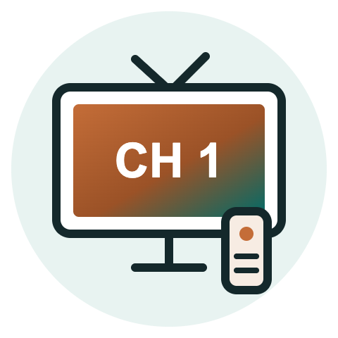 Illustration: Fernseher mit Fernbedienung